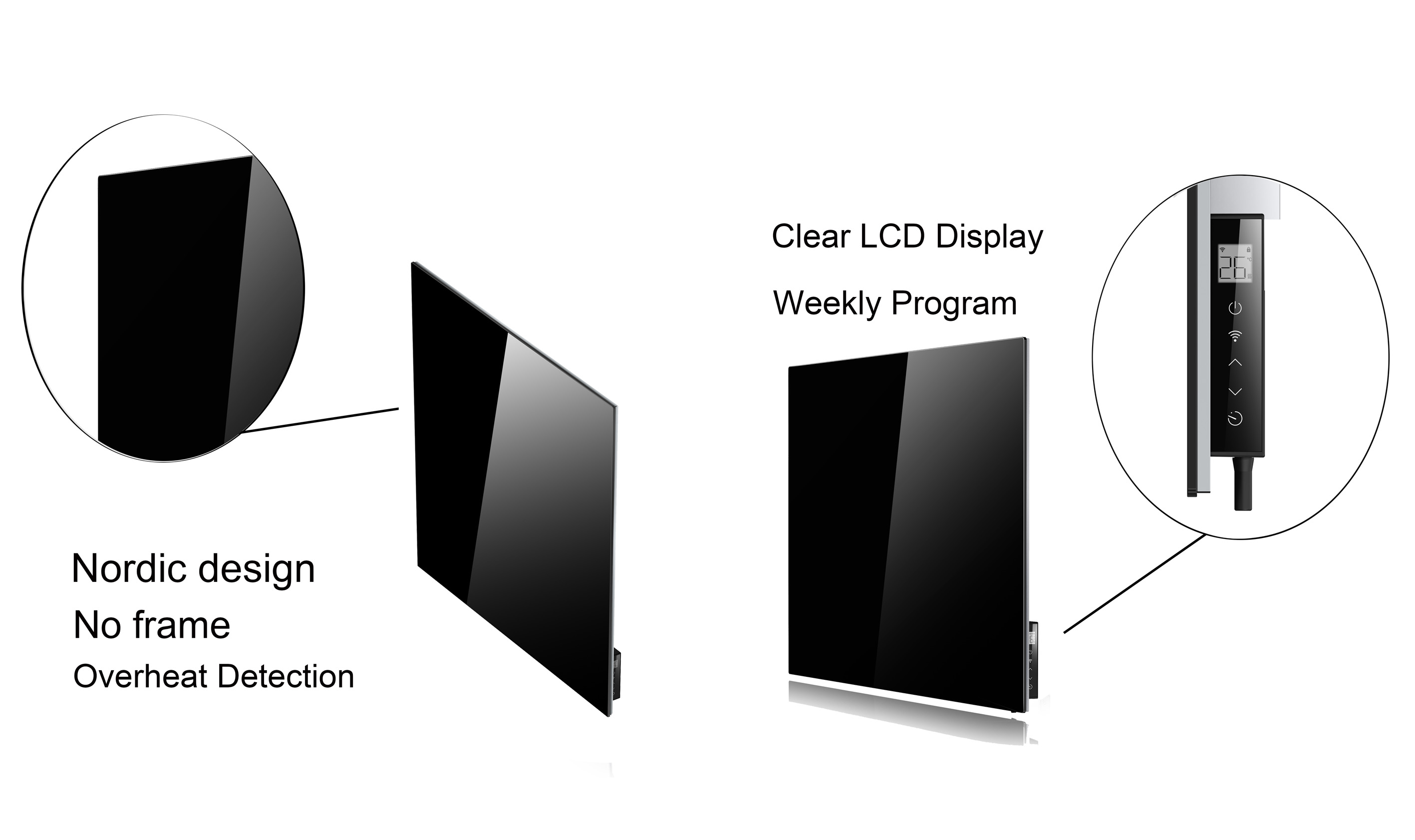 Carbon Crystal Far Infrared Tempered Glass Panel Heater With Wifi App