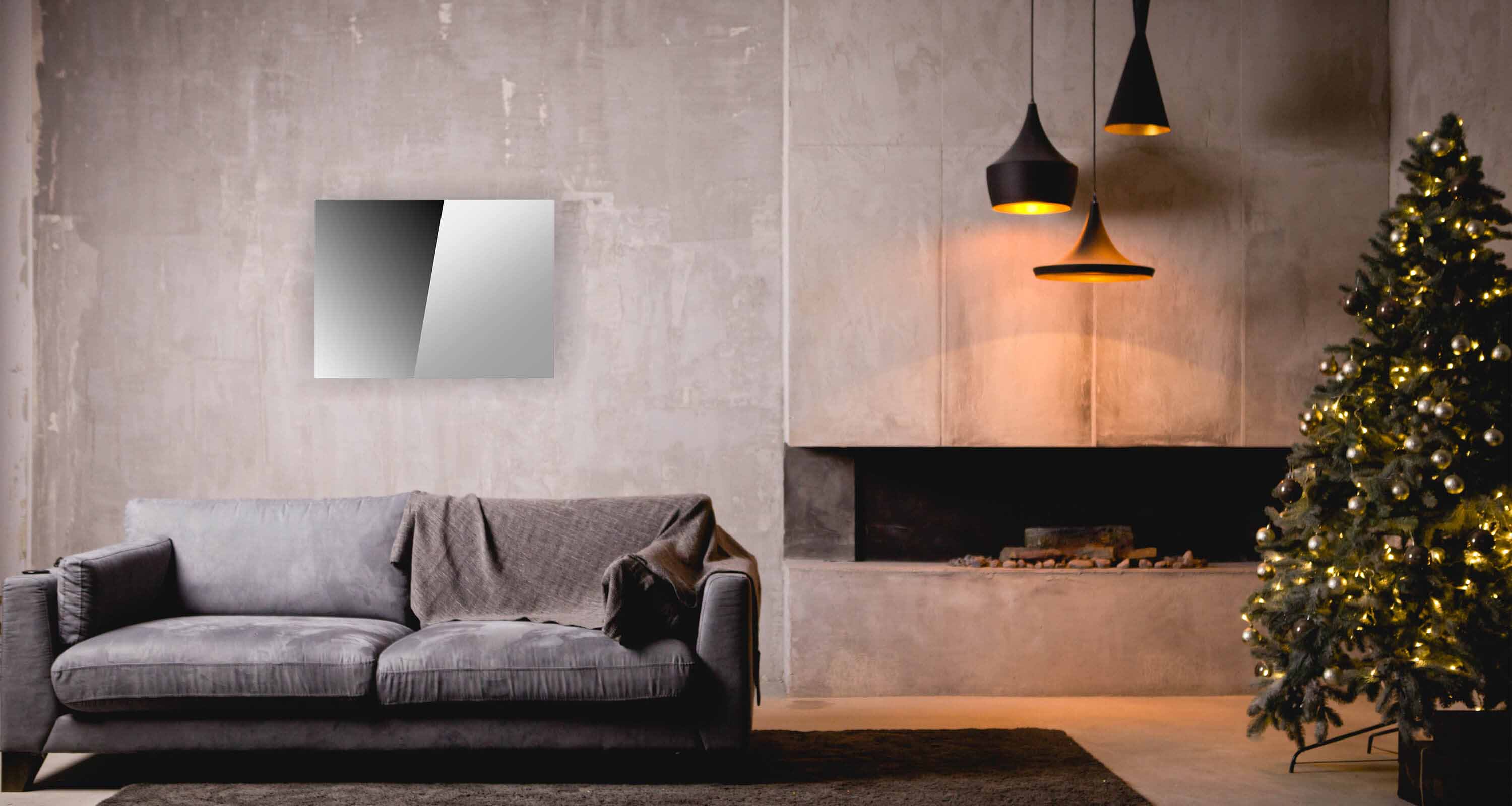 LCD Display Far Infrared Carbon Crystal Mirror Panel Heater with App Control 